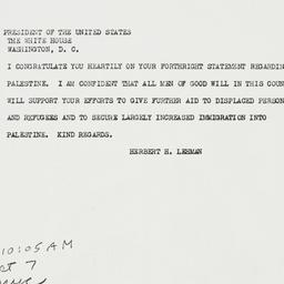 Telegram: 1946 October 7