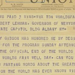 Telegram: 1940 October 19