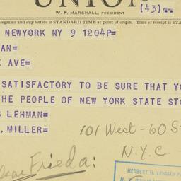 Telegram: 1949 November 9