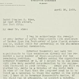 Letter: 1929 April 30