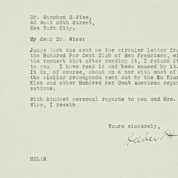 Letter: 1928 November 26