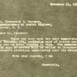 Letter: 1931 November 11
