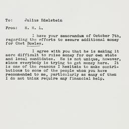 Memorandum: 1958 October 8