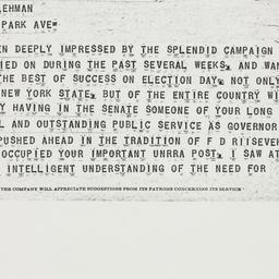 Telegram: 1949 November 7