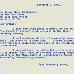 Letter: 1941 November 7