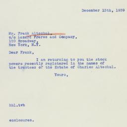 Letter: 1939 December 13