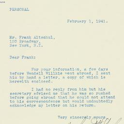 Letter: 1941 February 1