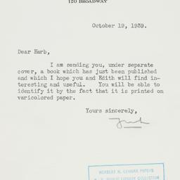 Letter: 1939 October 19