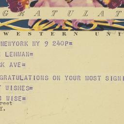 Telegram: 1949 November 9
