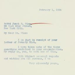Letter: 1934 February 1
