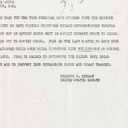 Telegram: 1956 October 9