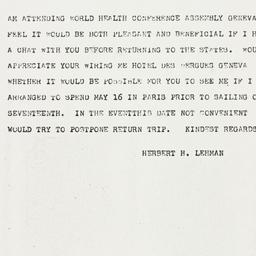 Telegram: 1951 May 8