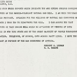 Telegram: 1956 February 15