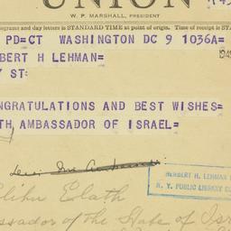 Telegram: 1949 November 9