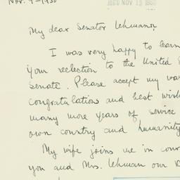 Letter: 1950 November 9