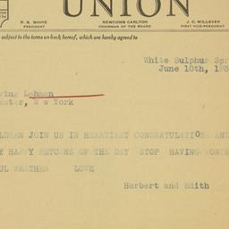 Telegram: 1936 June 10
