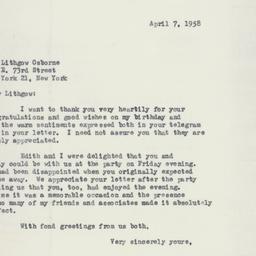 Letter: 1958 April 7