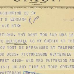 Telegram: 1949 November 9