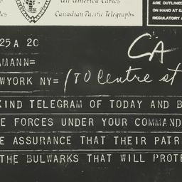 Telegram: 1942 May 19