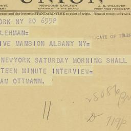 Telegram: 1941 March 20