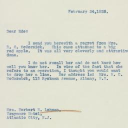 Letter: 1938 February 24