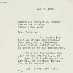 Letter: 1935 May 7