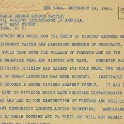 Telegram: 1941 September 19
