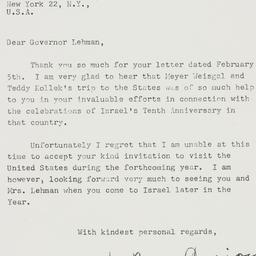 Letter: 1958 February 19