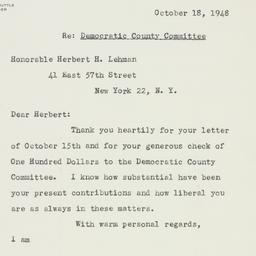 Letter: 1948 October 18