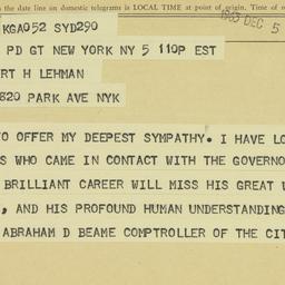 Telegram: 1963 December 5