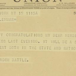 Telegram: 1940 April 19