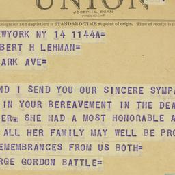 Telegram: 1948 July 14