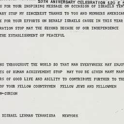 Telegram: 1958 April 27