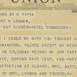 Telegram: 1940 January 8