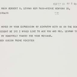 Telegram: 1963 May 11
