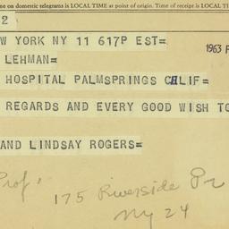 Telegram: 1963 February 11
