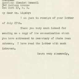 Letter: 1951 July 31