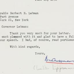 Telegram: 1946 June 19