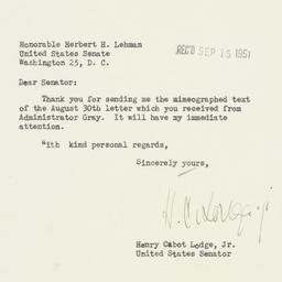 Letter: 1951 September 14