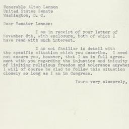 Telegram: 1954 November 16