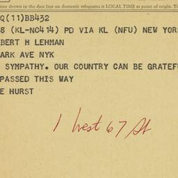 Telegram: 1963 December 5