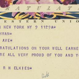 Telegram: 1949 November 9