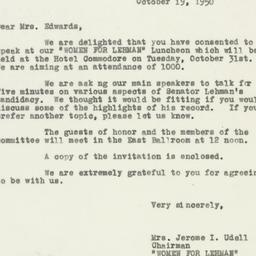 Letter: 1950 October 19