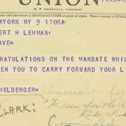 Telegram: 1949 November 9