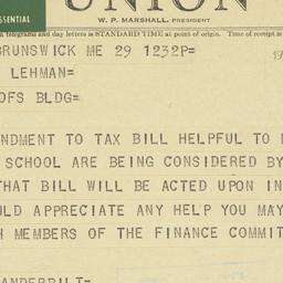Telegram: 1950 July 29