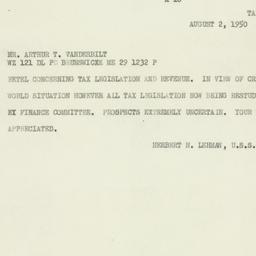 Telegram: 1950 August 2