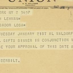 Telegram: 1947 January 2