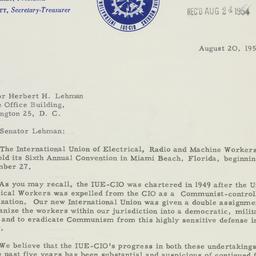 Letter: 1954 August 20
