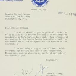 Letter: 1954 March 10