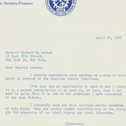 Letter: 1957 April 17